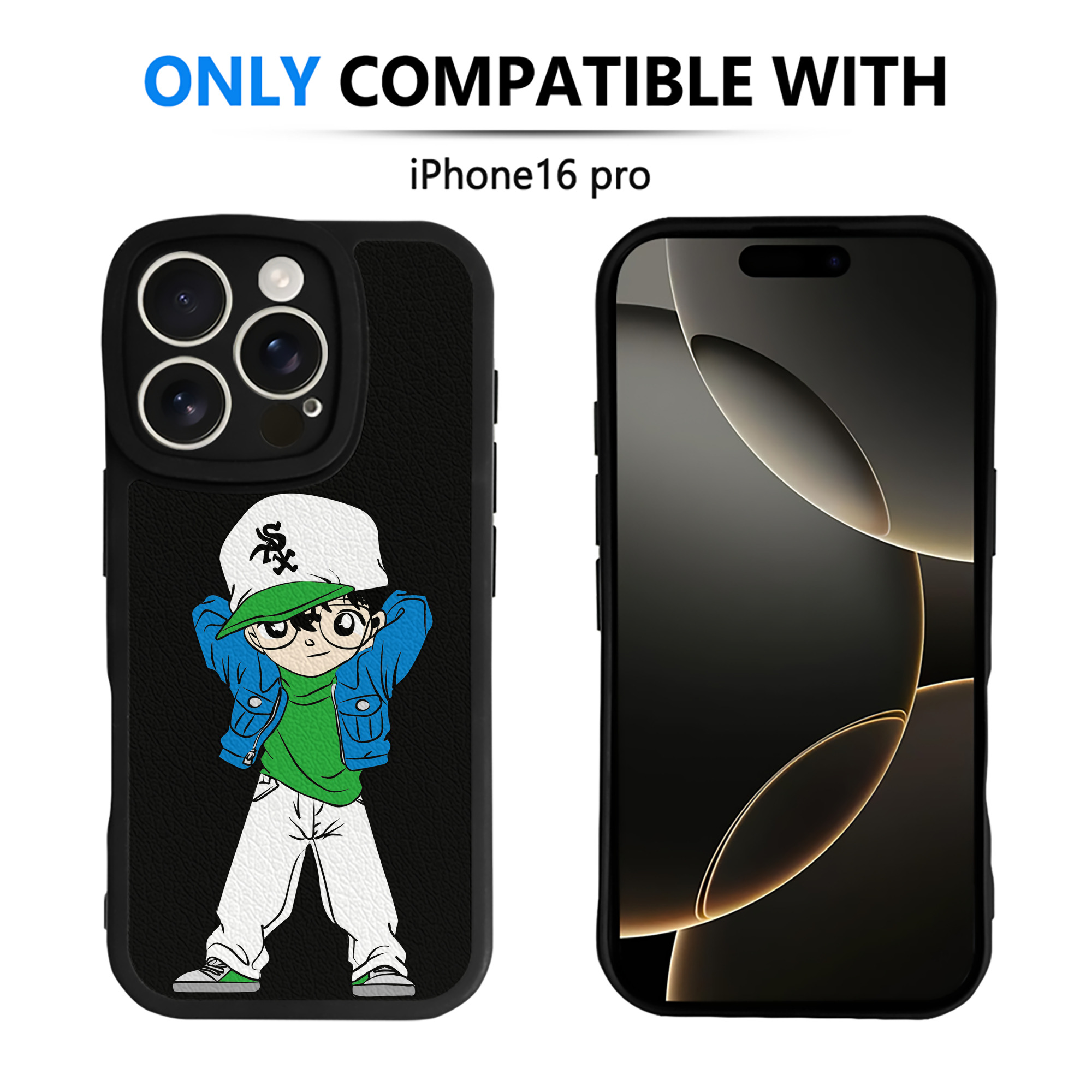 （画像用） 名探偵コナン 江戸川 コナン Detective Conan Conan Edogawa 【iPhone 16シリーズ対応】シリコンスマホケース（レザー調） 材質：シリコン